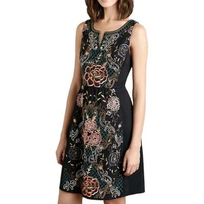 Anthro|Moulinette Soeurs Dress Perennial Black Floral Embroidered Shift Size 6 - Image 1 of 4