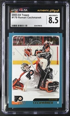 2003-04 Topps #179 Roman Cechmanek Signed Card CGC 8.5 JSA Authentic Autograph - Image 1 of 4