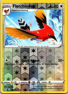 Fletchinder 139/203 - SWSH07: Evolving Skies reverseHolo - Image 1 of 2