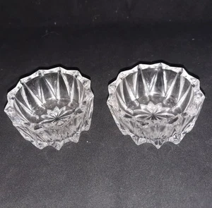 2 Mikasa Salt Dips Crystal Vintage Star Bottom Ribbed V Sides Flat Top - Picture 1 of 4