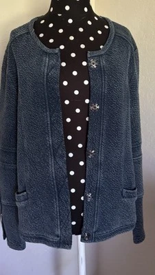 AMS Pure Collection-Casual Snap Front Cotton Sweater/Jacket-Size 12 - Image 1 of 4