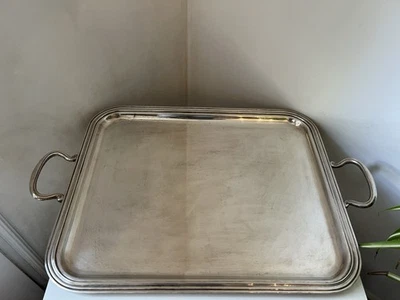 Grand Plateau de service en métal argenté BOULENGER - Photo 1/4