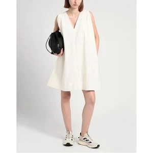 COS White Sleeveless A-Line Dress Cotton Tunic Sz 2 Pockets Minimalist Old Money - Picture 1 of 9