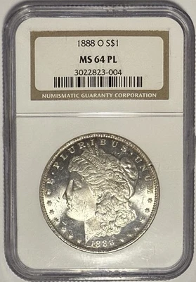 Dólar de plata 1888 O Morgan NGC MS64PL!!️PRUEBA COMO CAMPOS ESPEJADOS - ¡¡GUAU!!️ Foto 1 de 2