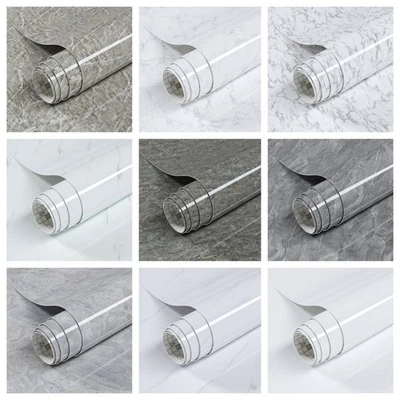 BORNA_DERO Glossy Large Marble Contact Paper for Home Self-Adhesive Wallpaper(31.5"x197")