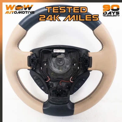 06-16 ASTON MARTIN V8 VANTAGE FRONT LEFT STEERING WHEEL BEIGE BLACK OEM  - Image 1 of 4