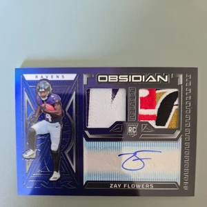 Zay Flowers RPA RC 2023 Panini Obsidian Purple Ink #RJI-ZFL 3/3 Bookend Ravens - Picture 1 of 3