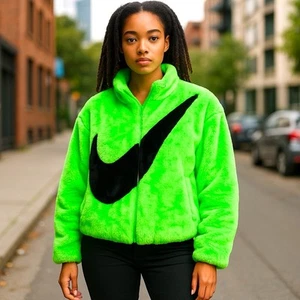 Chaqueta para mujer Nike Sportswear de piel sintética verde XS - negra CU6558-328 NUEVA CON ETIQUETAS - Imagen 1 de 10