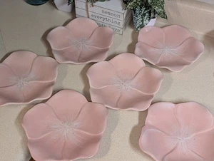 Set aus 6 Vintage inspirierten Klassikern Prinzessinnenhaus rosa Keramik Blume 8" Tellern - Bild 1 von 11