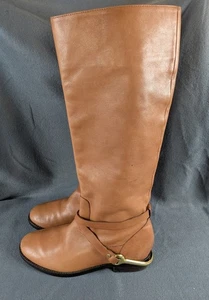 RALPH LAUREN SIZE 5.5B "JENNY" BROWN KNEE HIGH LEATHER RIDING BOOTS S7 - Picture 1 of 6