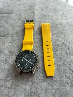 Correa de goma vulcanizada 20 mm AMARILLA OMEGA SPEEDMASTER hebilla negra Foto 1 de 4