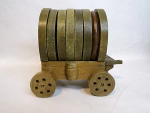Vintage Holz Planwagen Untersetzer Set Country Western - Bild 1 von 8