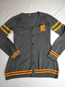 Harry Potter Gryffindor Cardigan Gray Varsity Knit Sweater Women's Small 16"x26" - Picture 1 of 13