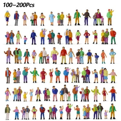100/200 Pcs 1:87 HO Scale Painted Figures Model People Passengers ( Lots Poses) - Image 1 of 2
