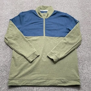 PUMA Sweater Adult Large Green Blue 1/4 Zip Sweatshirt Pullover High Neck Mens - Picture 1 of 10