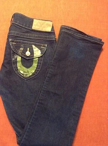 Pantalones de mezclilla True Religion para mujer ¡Excelente estado! Pintura en lámina de oro verde talla 29 - Imagen 1 de 6
