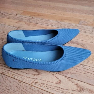 Vivaia Pointed Toe Flats Shoes Aria 5° Denim Blue Knit Size EUR 37.5 US 7 - Foto 1 di 13