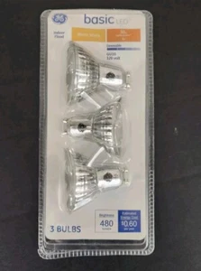 NEW GE Basic LED 50W 120V GU10 Warm White Indoor Floodlight 3 Pack Light Bulbs - Picture 1 of 2