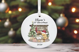 Classic Winnie The Pooh Baby's 1st Christmas Personalised Tree Decoration - Picture 1 of 5