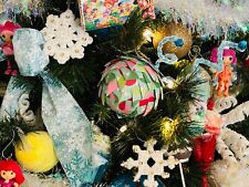 Handmade Folded Art Star Point Origami Christmas Ornament Candyland Themed 4"