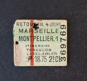 Ancien ticket train MARSEILLE TARSCON LUNEL ARLES MONTPELLIER 369769 railway 31