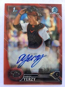 2016 Bowman Chrome Red Wave Refractor Autograph Andy Yerzy RC Auto /5 D-Backs - Picture 1 of 2