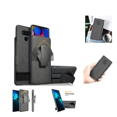 For LG V40 Shockproof Hybrid Hard Case Cover Belt Clip Holster Kickstand - Image 1 of 4