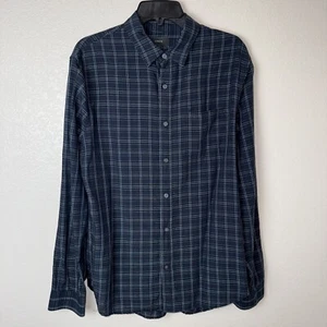 Vince Mens Button Down Shirt Long Sleeve Size Blue Medium Check - Picture 1 of 7