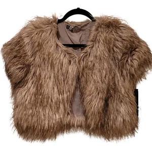 NWT Jennifer Lopez Cropped Vegan Faux Fur Jacket / Topper, Size XS - Picture 1 of 8