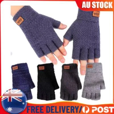 Winter Alpaca Wool Fingerless Gloves Thermal Warm Knitted Half Finger Mitten AUS - image 1 of 4