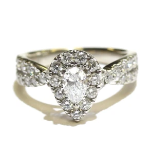 GIA 18k white gold 1.05ct pear diamond halo engagement ring 6.5g size 7 - Picture 1 of 9