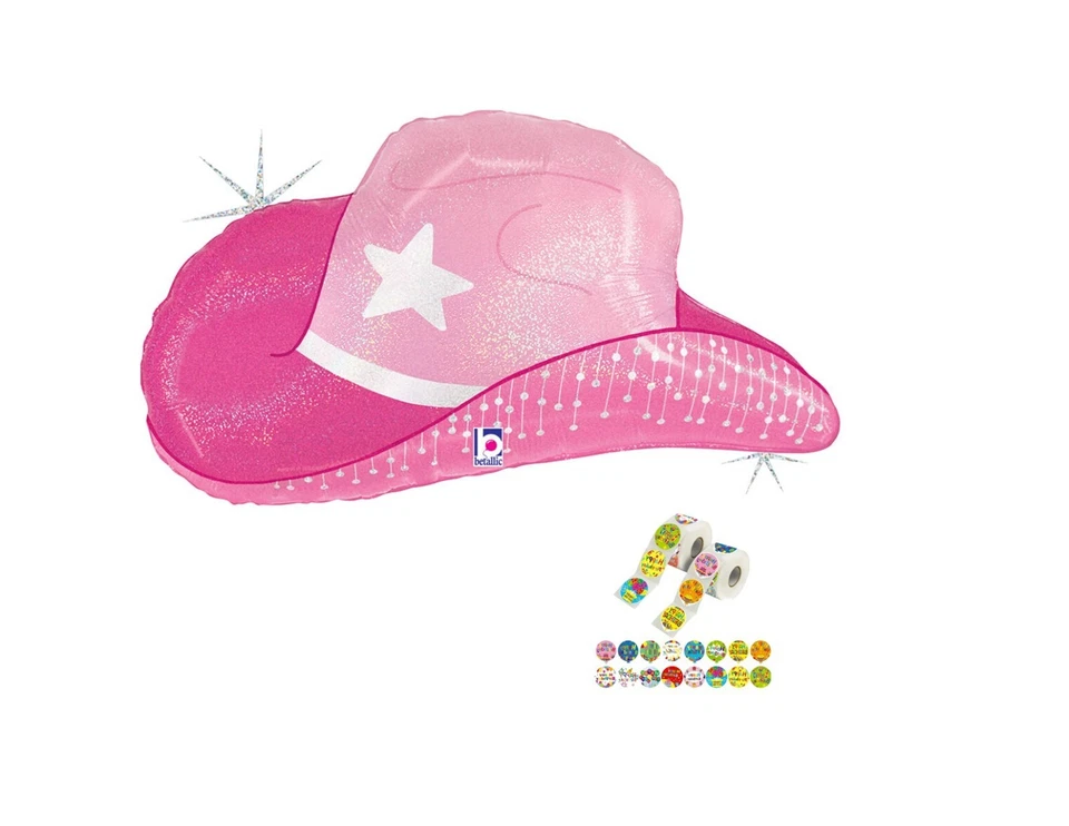 Pink Cowgirl Hat 26'' Holographic Balloon Birthday Party Decorations - Image 1 of 1