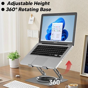ACA Adjustable Height Tablet Stand Foldable 360° Swivel iPad Laptops Holder Grey - Picture 1 of 6