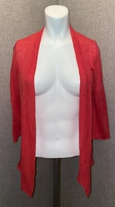 Eileen Fisher Damen-Cardigan heiß rosa kleine offene Vorderseite 100 % Leinen EUC - Bild 1 von 5