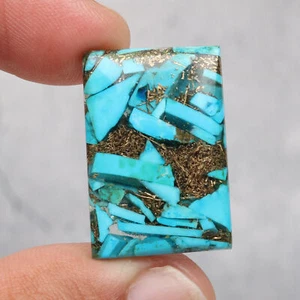 Natural Blue Copper Turquoise 23.4 Ct. Emerald Cabochon Loose Gemstone - Picture 1 of 6