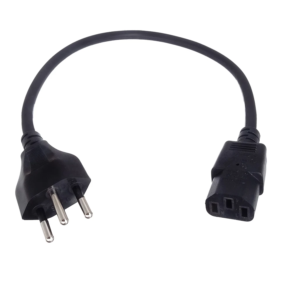 Schweizer Netzkabel/Stromkabel auf Kaltgerätebuchse Typ J auf C13. 40cm. schwarz - Bild 1 von 4