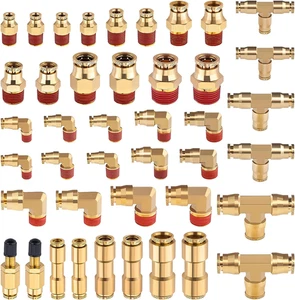 43PCS DOT Kit raccordi linea freno aria ottone spinta per collegare NPT tubo riparazione set - Foto 1 di 12