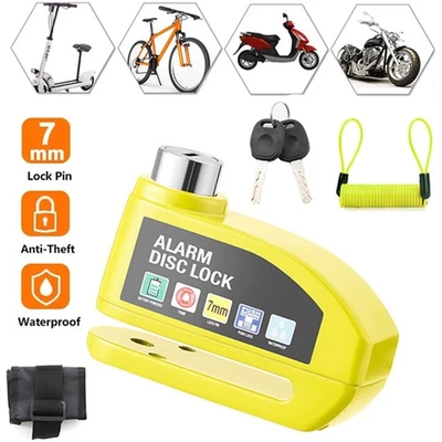 Bloqueo Freno Disco Moto Alarma Sonido Antirrobo Bicicleta Motocicleta Bloqueo Rueda Foto 1 de 4
