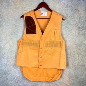 VTG 70s Hunting Vest Sz L Tan Shooting Pockets USA Utility Apache Brand - Picture 1 of 8