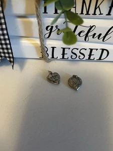 Sterling Silver TWO “Forget me not” Heart Pendants BEAUTIFUL! - Picture 1 of 8