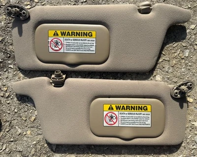 2001-2005 Honda Civic Brown Cloth OEM Sun Visors Passenger & Driver Sun Shades - Imagem 1 de 3