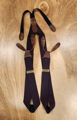 Tirantes vintage Martin Dingman latón macizo lengüetas de cuero azul marino borgoña usados en excelente estado Foto 1 de 4