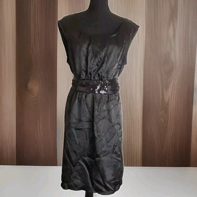 Sexy Vestido Tocador Talla XL Negro Lentejuelas Hasta la Rodilla Corbata Cinturón Fiesta Noche  Foto 1 de 4