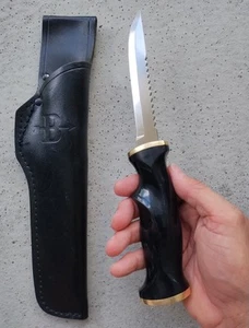 VINTAGE KJ ERIKSSON MORA SWEDEN JAGAREN FILET FISH KNIFE W/LEATHER SHEATH, VG! - Picture 1 of 22