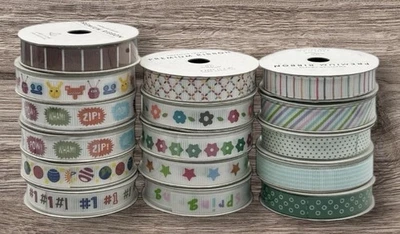 Lot of 16 American Crafts Premium Ribbon Roll 4 Feet Each Scrapbooking NEW - Image 1 of 4