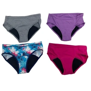 4 New Hanes Girls Size 12 Cotton Blend Solid Color Tie Dye Period Underwear - Picture 1 of 3