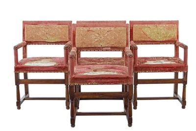 JUEGO DE 4 SILLONES CORONACIÓN NOGAL SIGLO XIX Foto 1 de 4