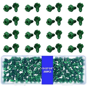 200PCS 10-32 x 3/8 Testa Esagonale Vite di Messa a Terra, Scatola Elettrica, Terra, Pannello - Foto 1 di 4