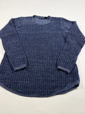 Suéter para mujer Jeanne Pierre cuello redondo algodón azul marino talla S Foto 1 de 4