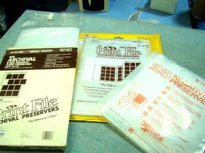 35mm CAMERA FILM NEGATIVE PRESERVERS 124 Sheets, 2 Types, Open Packages, Vintage - Image 1 of 4